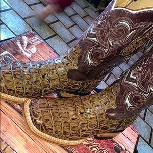 Brown crocodile boots
